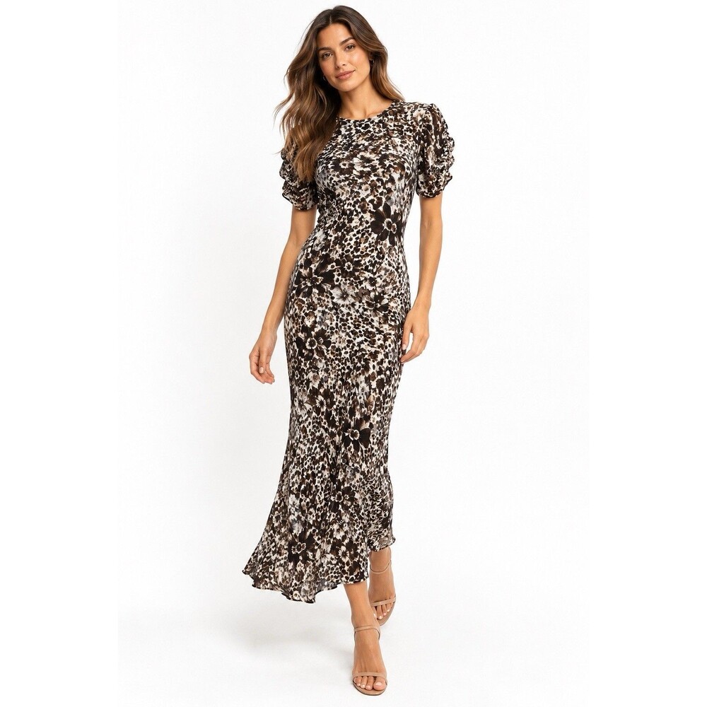 Dolan Left Coast Moira Bias Midi Dress Small Floral Animal Print Y2K